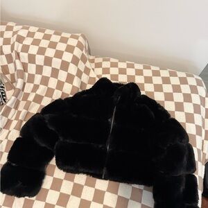 Elegant Black Faux Fur Jacket